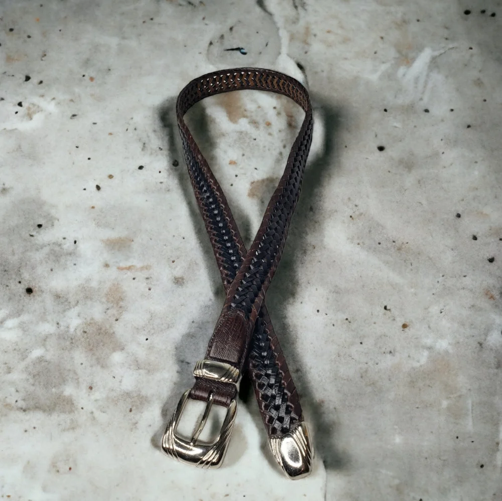 Arden Leather Co. Western Southwest Metalic Buckle End Rodeo Leather Braided Blt